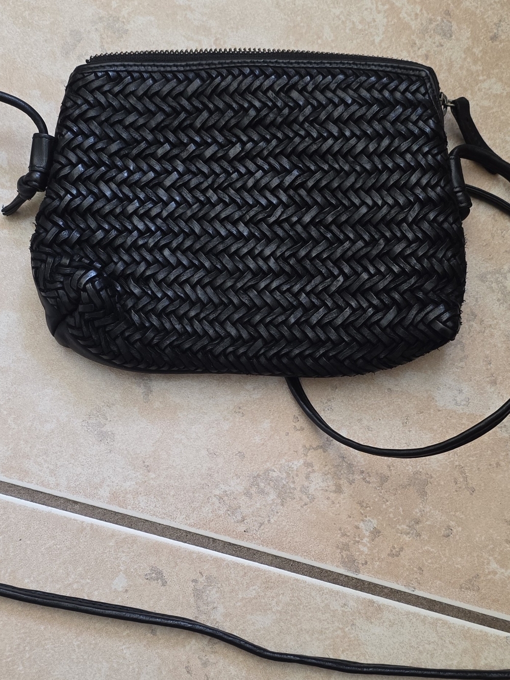 Women's Black Woven Crossbody Bag